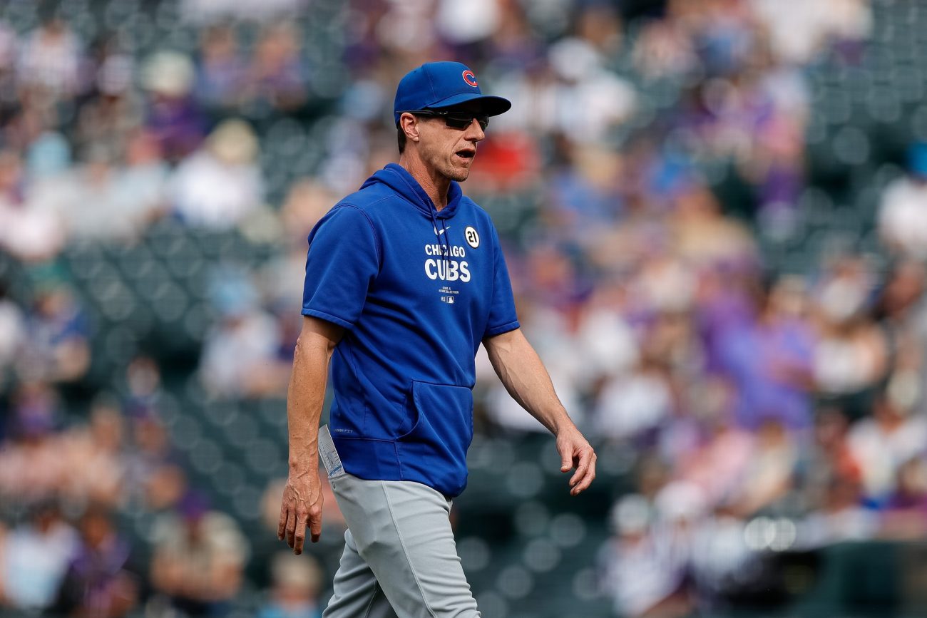 Chicago Cubs manager Craig Counsell (30) in the ninth inning against the Colorado Rockies at Coors Field