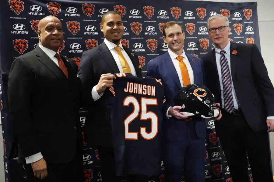 NFL: Chicago Bears Head Coach Ben Johnson Introductory Press Conference Chicago Bears Caleb Williams