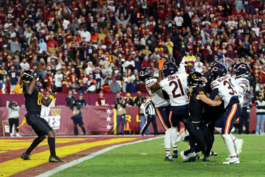 Chicago Bears losing on a Hail Mary to the Washington Commanders