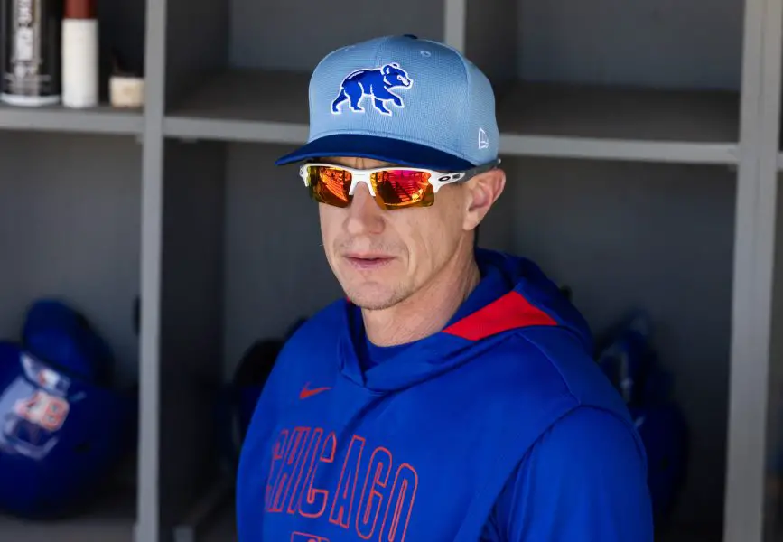 Chicago Cubs manager Craig Counsell against the Los Angeles Dodgers during a spring training game at Camelback Ranch-Glendale.