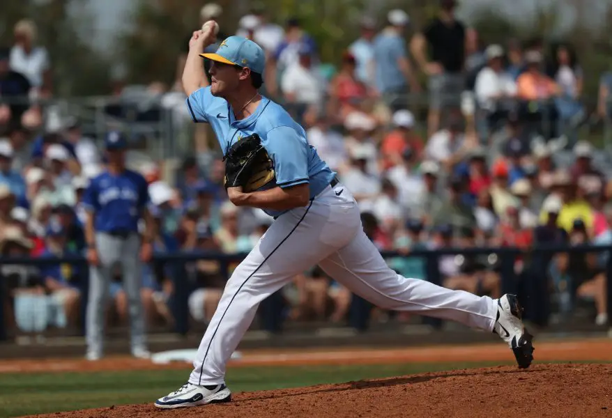 Tampa Bay Rays pitcher Mike Vasil (70) throws a pitch during the sixth inning against the Toronto Blue Jays at Charlotte Sports Park. 