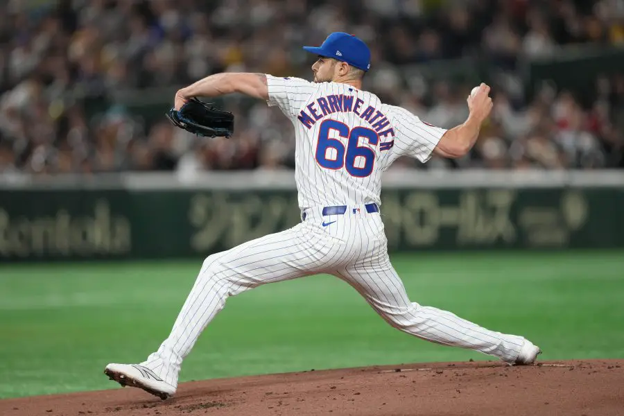 MLB: Spring Training Chicago Cubs at Hanshin Tigers, Julian Merryweather